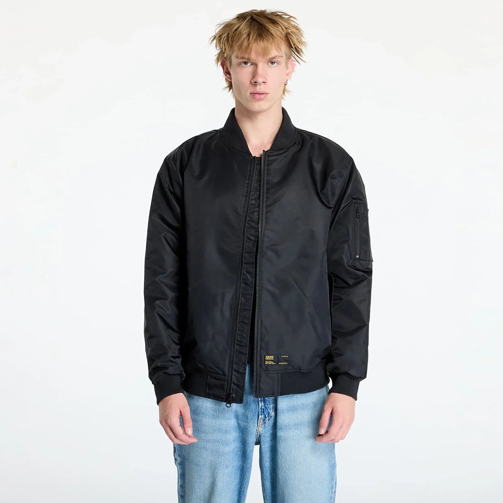 Vans Copley Men's Black Nylon Bomber Jacket – Regular Fit, Zip Fastening - Gomix Brands Outlet